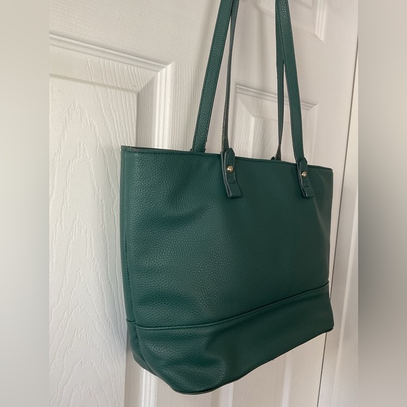 Nanette Lepore Green Pebbled Leather Tote Shoulder Work Bag - Picture 5 of 12